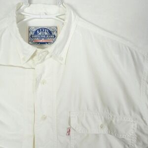 Vtg 1992 Levi's Shirts Modern Authentics White Button Down Shirt M Double Pocket